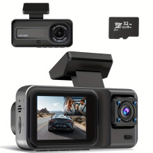 (Dual-lens 32GB card) Car Dashcam with Dual Lens 1080P 720P HD Night Vision, WDR, Motion Detection, 140 Wide-Angle, Loop Recording, Parking