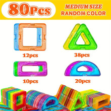 (80pcs) Magnetische bouwstenen voor kinderen, set van 40/80/100 stuks, stemonderwijs, bouwspeelgoed, ABS-materiaal, beter