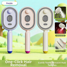 (Rice White) Electric Steam Hair Brush with Nano-Mist Hydration - Anti-Static Detangling Scalp Massager for Frizzy Hair & Travel Care