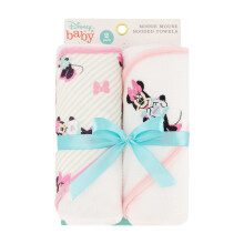 Disney Cudlie Baby Flicka Minnie Mus 2 Pack Handdukar med Huva i Randig Design