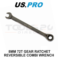 US PRO Tools 8mm 72T Reversible Ratchet Combination Spanner 12pt 3665