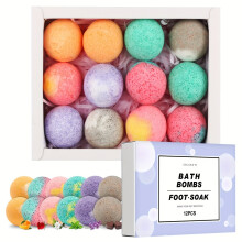 12-delige Bath Bomb-cadeauset, ontworpen voor de hydraterende en droge huid, met badballen doordrenkt met essentiële
