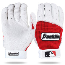 Franklin Sports MLB Schlaghandschuhe - Pro Classic Baseball + Softball - Erwachsene + Jugendliche - Perl/Rot - Erw. Klein
