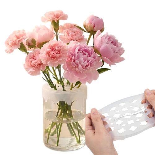 4 Supports à Fleurs en Silicone avec Grille, pour Vases, Flexibles et Étanches 1