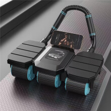 (Black rebound upgraded six wheels) Automatic Rebound ABS Exercise Roller with Elbow Support,Fitness Equipment for Abdomen, Legs & Waist Training,
