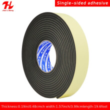 (5mm thick, 6.01 m long, 40mm wide) Strong Single-Sided Self-Adhesive Black EVA Sponge Foam Cushioning Anti Vibration Tape for Door Gaps, Window