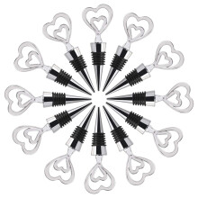 12PCS Valentine's Day Wedding Favors for Guests,Alloy Decoration Double Heart Wine and Beverage Bottle Stoppers Caps