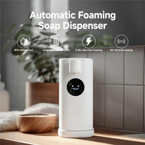 Automatic Foaming Soap Dispenser Touchless  Hand Soap Dispenser with LED Smile Timer Type-C Rechargeable Waterproof 2