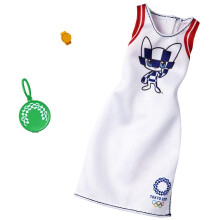 Barbie Kleidung: Outfit inspiriert von den Olympischen Spielen Tokio 2020, Kleid mit Schläger-taschen und Uhr