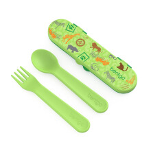 Set de Couverts Bentgo Kids - Fourchette, Cuillère Reutilisables & Étui de Rangement - Matériaux Sans BPA