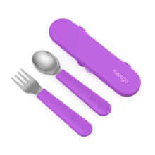 Set d'ustensiles en acier inoxydable Bentgo Kids - Fourchette, cuillère & étui de rangement