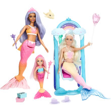 Barbie Zeemeermin Speelset met 3 Zeemeermin Poppen en Dreamtopia Accessoires