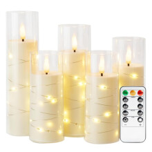 LED Candles with Remote Control & Timer, Battery Operated Star Lights, Fake Candles, Star Lights Set of 5