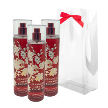 Set Regalo Mist Fragrante Giapponese Cherry Blossom - Con Fiocco Rosso - Pacco da 3