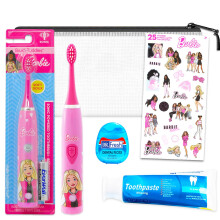 Kit de Voyage de Soins Dentaires Barbie pour Enfants - Brosse Ă Dents, Dentifrice, Fil Dentaire, Sac de Voyage