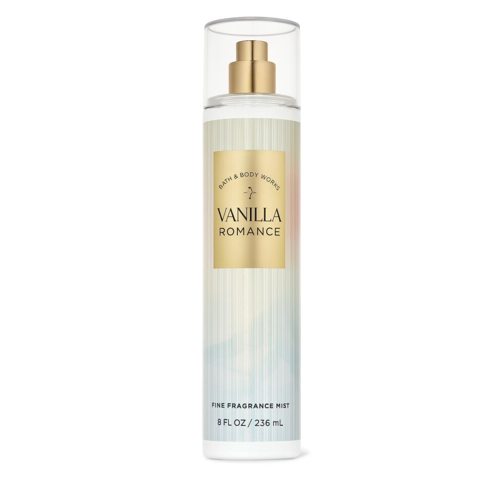 Bath & Body Works Vanilla Romance Fine Fragrance Mist 8 Fl Oz - Sweet Vanilla, Jasmine Petals & Blend - Body Spray For Women & Men - Scent Amber/Light