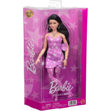 Barbie Fashionista Deluxe Puppe im pinken Kleid mit lockigem Haar