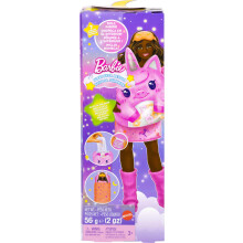 Barbie Party Unboxed Puppe & Zubehör, Sleepover Reveal Serie mit 7 Überraschungen, einschließlich Leucht-Pyjama-Puppe