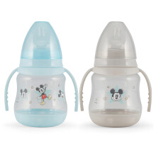 Pack de 2 Botellas para Bebé Disney de 7 Onzas con Dibujos y Tapas de Color - Sin BPA y Fáciles de Limpiar
