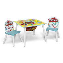 Delta Children - Mesa de Play Doh y Set de 2 Sillas - Incluye 10 Latas de 1oz y 51 Accesorios