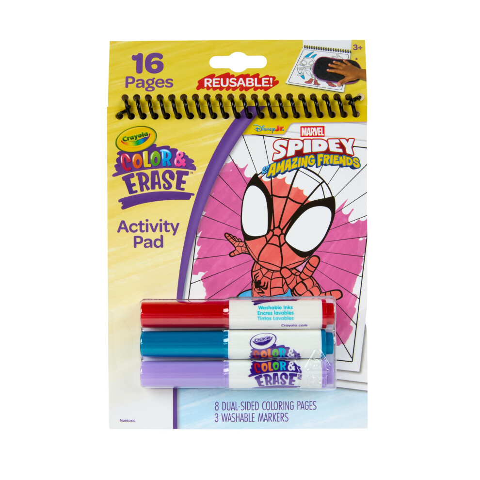 Crayola Color & Erase Reusable Activity Pad - Spidey And His Amazing Friends, Erasable Coloring Pages, Spiderman Toy For Toddlers, Travel Activity