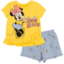 Disney Minnie Mouse Floral Baby Mädchen Crossover T-Shirt und Shorts Set Gelbe Gänseblümchen 18 Monate