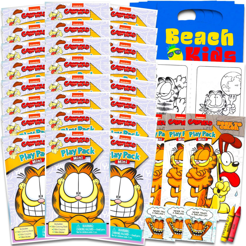 Disney Garfield Mini Party Favors Set - Bundle With 24 Garfield Play Packs With Coloring Pages, Stickers, More | Garfield Party Supplies