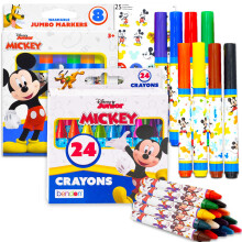 Disney Mickey Mouse Kleuren Set - Bundel met 32 Kleurmaterialen Plus Stickers