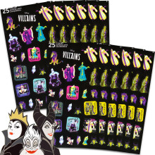 Favors de fête Disney Villains pour enfants - Pack de 12 feuilles d'autocollants