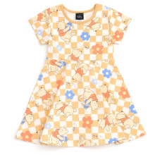 Disney Winnie The Pooh Infant Baby Girls French Terry Skater Dress Yellow Checkerboard 18 Months