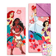 Ensemble de Sac de Couchage Disney Princesses pour Filles - Sac de 27x56" avec Oreiller, Autocollants, Plus