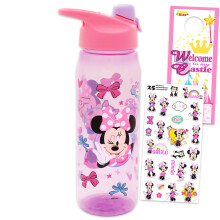 Ensemble de Fournitures Scolaires Bouteille d'Eau Minnie Mouse 20 Oz, Autocollants, Plus | Set Réutilisable