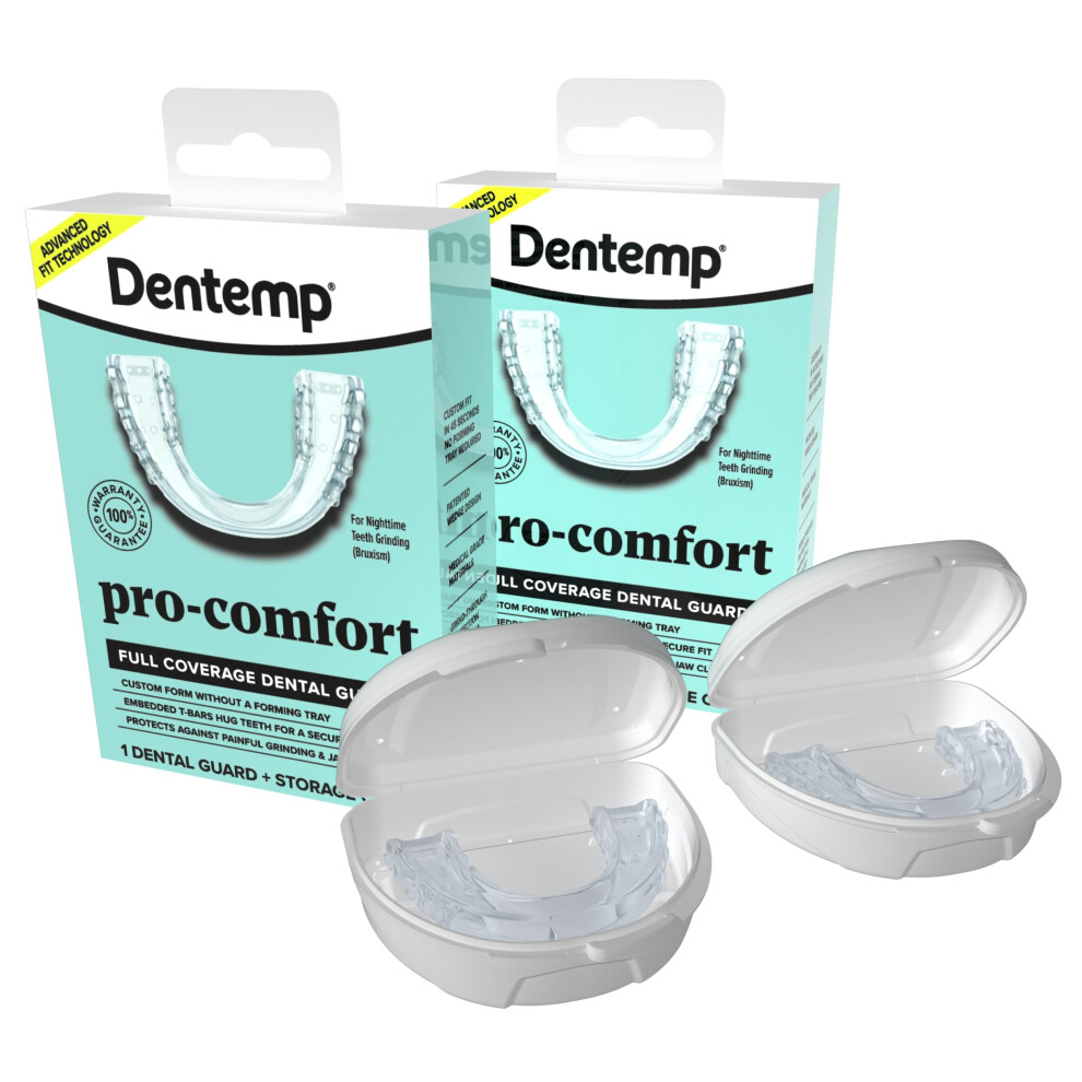 Dentemp Pro-Comfort Full Coverage Dental Guard | Mouth Guard For Jaw Clenching. Bruxism Or Teeth Grinding At Night (2 Count)