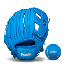Franklin Sports Kinder Baseballhandschuhe - RTP Jugend Teeball Handschuh + Ball Set - Jungen + Mädchen - 9,5" - Blau