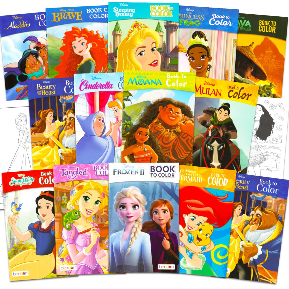 Disney Princess Mini Coloring Books Bundle Variety Pack - Bulk Activity Book Set Featuring Princesses, Moana, Frozen, And More For Girls