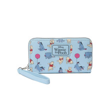 Disney Geldbörse Handgelenk Zip Clutch Kunstleder (Eeyore Pooh Hellblau)