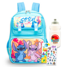 Disney Stitch och Angel Ryggsäck Set - Paket med 15" Skolväska Plus Vattenflaska, Klistermärken, Mer