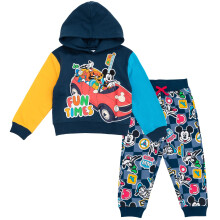 Disney Mickey Mouse Fleece Drop Shoulder Hoodie och Joggerbyxor Set Slate Blue 18 månader