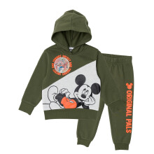 Disney Mickey Mouse Jungen Hoodie und Jogger Set mit Lenticular Patch, 2-teiliges Fleece-Outfit (Grün, 3T)