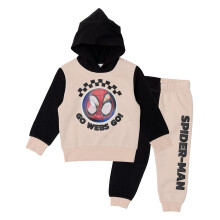 Disney Spider-Man Set för Småpojkar - 2-delad Hoodie med Holografisk Patch & Puff Ink Joggingbyxor (Brun, 3T)