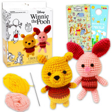 Winnie The Pooh Virkningskit för Nybörjare - Paket med Pooh och Piglet Mönster, Garn, Klistermärken, Mer