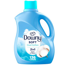 Downy Soft, 2-in-1 Vloeibare Wasverzachter, Koele Katoen, 100 fl oz, 136 Wasbeurten, Verzorgt zachtheid en frisheid