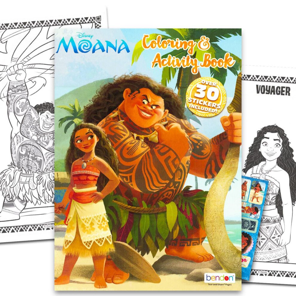 Disney Moana Coloring And Activity Book Set - 32 Cartoon Coloring Pages, Activities, Games, Puzzles, Stickers, More | Moana Coloring Book For Kids