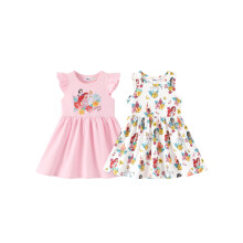 Disney Princess Group Toddler Girl Dresses 2 Pack Pink Ruffle Sleeve & White Sleeveless All-Over Print Sundress Set Birthday Summer Outfits Clothes 2T