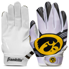 Guantes de Receptor de Fútbol Franklin Sports Iowa Hawkeyes para Niños - Guantes de Equipo Oficial NCAA
