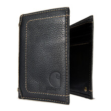 Carhartt Men's Pebble Leather Trifold Wallet, Black,