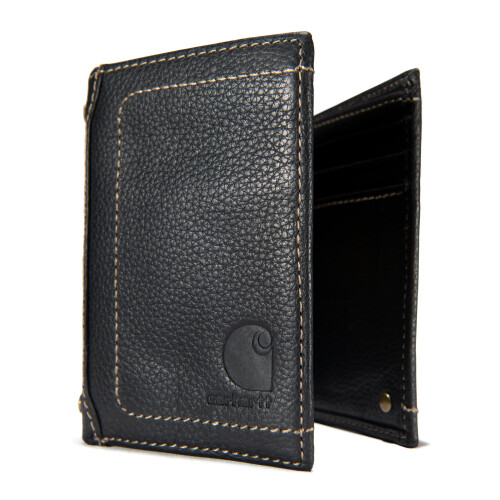 Carhartt Carhartt Men's Pebble Leather Trifold Wallet, Black,