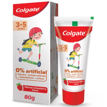 Colgate Toothpaste For Kids (3-5 Years), Natural Strawberry Flavor, Cavity Protection Tooth Paste, With 0% Artificial Flavors, Preservatives, Sweetene