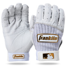 Guantes de Bateo Franklin Sports MLB - Pro Classic para Béisbol + Softbol - Adulto + Juvenil - Blanco + Dorado