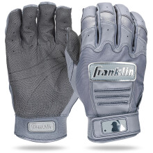 Gants de Batte Franklin Sport MLB - CFX Pro Adultes + Jeunes - Baseball + Softball - Gris Chrome - Jeune M